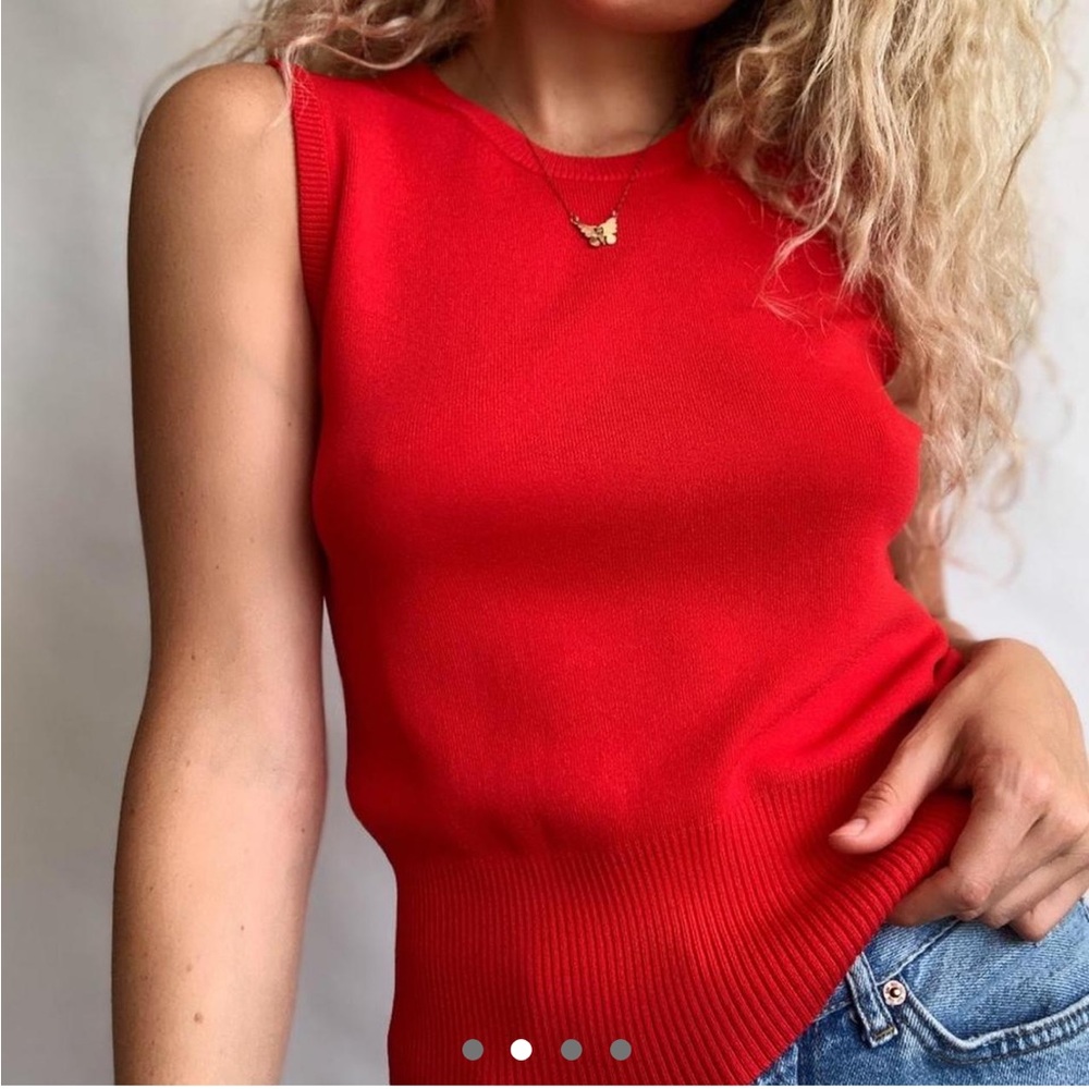 Joseph A. Bright Red Sleeveless Top